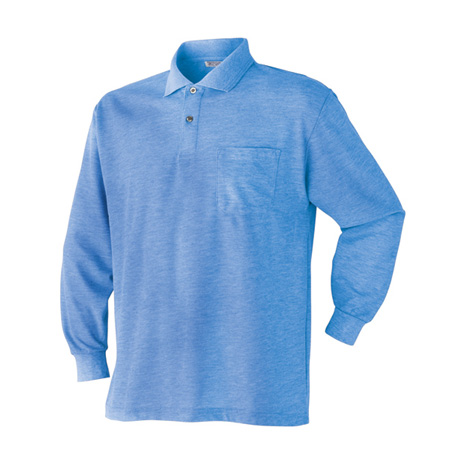 胸ポケット付き長袖ポロシャツ【202015-ATK】 08.ブルー