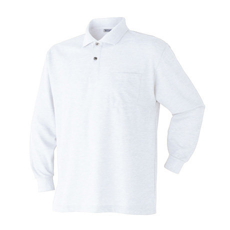 胸ポケット付き長袖ポロシャツ【202015-ATK】 09.ホワイト