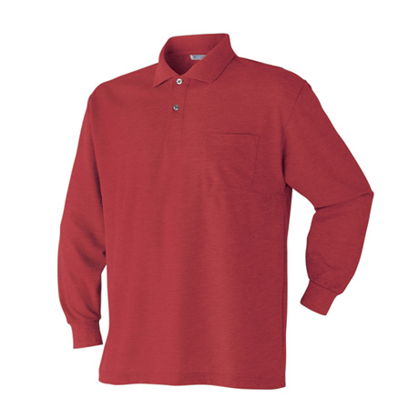 胸ポケット付き長袖ポロシャツ【202015-ATK】 10.レッド