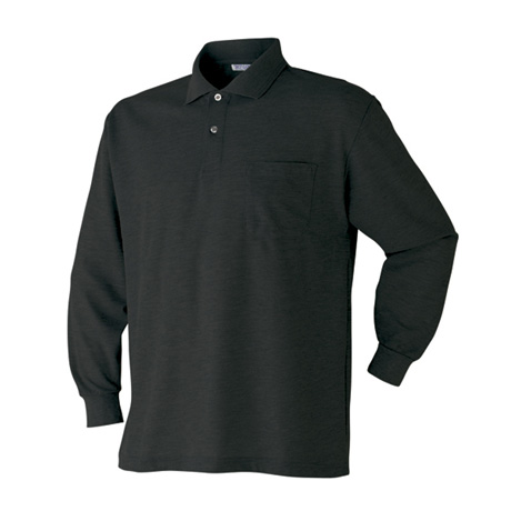 胸ポケット付き長袖ポロシャツ【202015-ATK】 11.ブラック