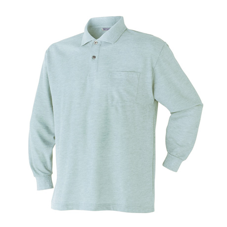 胸ポケット付き長袖ポロシャツ【202015-ATK】 14.アースグリーン