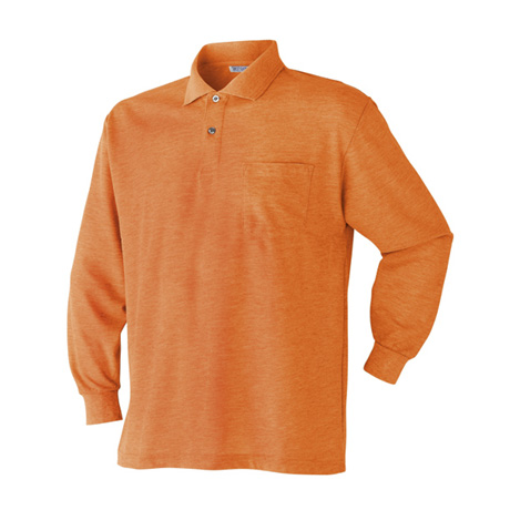 胸ポケット付き長袖ポロシャツ【202015-ATK】 17.オレンジ