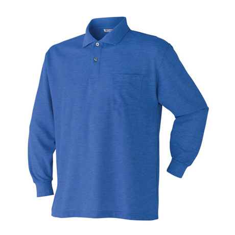 胸ポケット付き長袖ポロシャツ【202015-ATK】 24.ロイヤルブルー