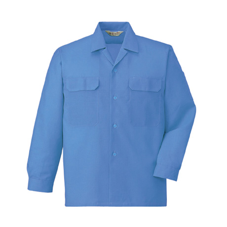エコ製品制電清涼長袖オープンシャツ【2155-JIC】 C005.ブルー