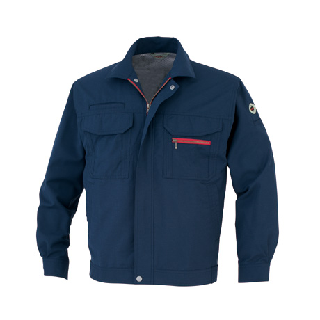 麻混長袖ブルゾン【22012-OKH】 C1.ネイビー