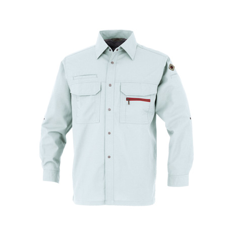 麻混長袖シャツ【22014-OKH】 C3.グレー