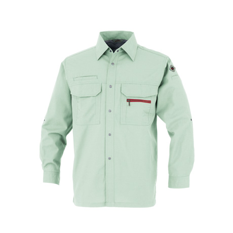 麻混長袖シャツ【22014-OKH】 C4.アースグリーン