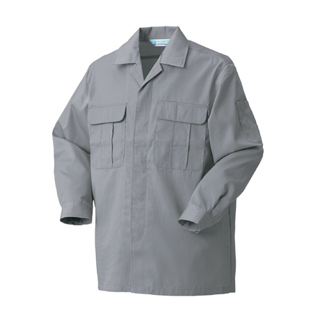 制電長袖開衿比翼シャツ【25373-KRO】 40.グレー