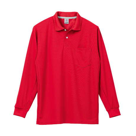 長袖ポロシャツ【25446-KRO】 70.レッド