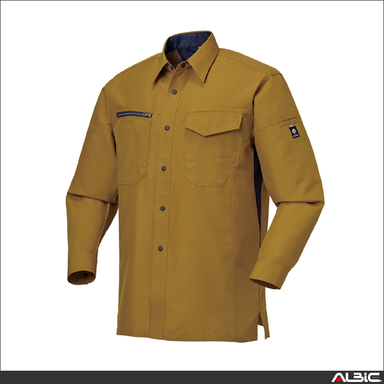 吸汗速乾長袖シャツ（脇スリット）【25668-KRO】 商品写真