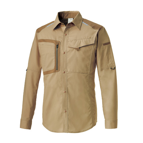 ストレッチ長袖シャツ【25677-KRO】 22.サンド