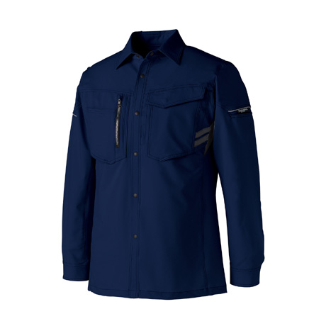 T-8118帯電防止作業服長袖シャツ【25680-KRO】 11.ネイビー