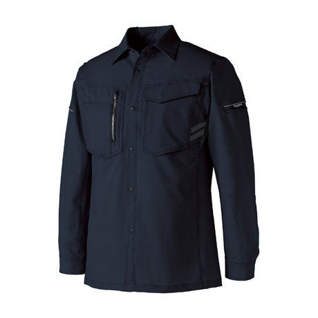 T-8118帯電防止作業服長袖シャツ【25680-KRO】 49.ブラック