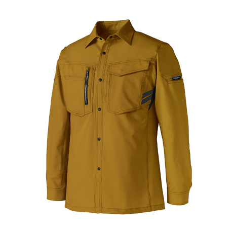T-8118帯電防止作業服長袖シャツ【25680-KRO】 61.ブラウンキャメル