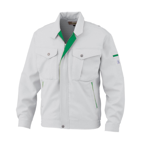 東レリサイクロン素材ジャケット【2625-BBO】 62.シルバーグレー×ライトグリーン