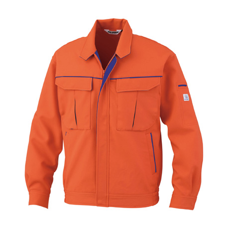 防汚加工ジャケット【2627-BBO】 35.オレンジ×ネイビー