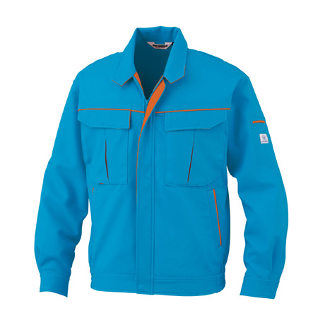 防汚加工ジャケット【2627-BBO】 54.ターコイズ×オレンジ