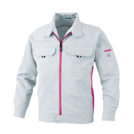 防汚加工ジャケット【2629-BBO】 64.シルバーグレー×ショッキングピンク