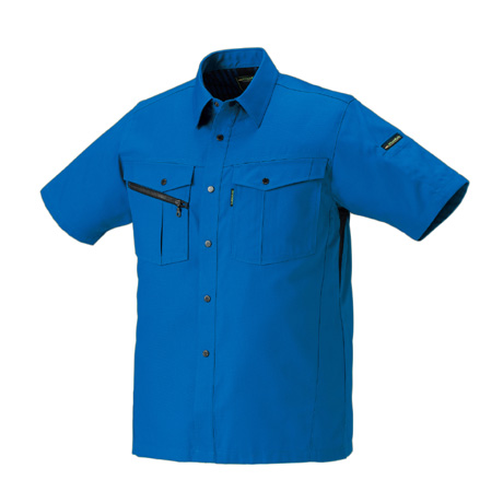 形状記憶半袖シャツ（脇スリット）【26580-KRO】 10.ブルー