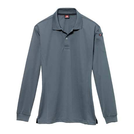 ストレッチ長袖ポロシャツ【303-BAT】 36.スティール