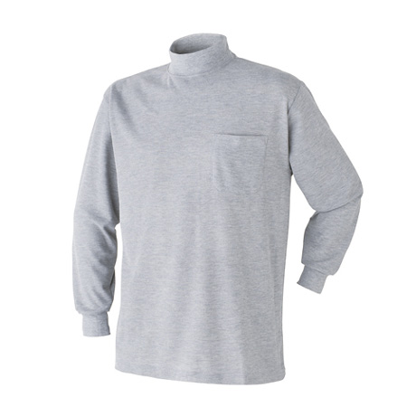 胸ポケット付きハイネックシャツ【303015-ATK】 07.グレー