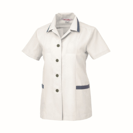 開襟衿レディス半袖スモック【3066-XEB】 20.グレー