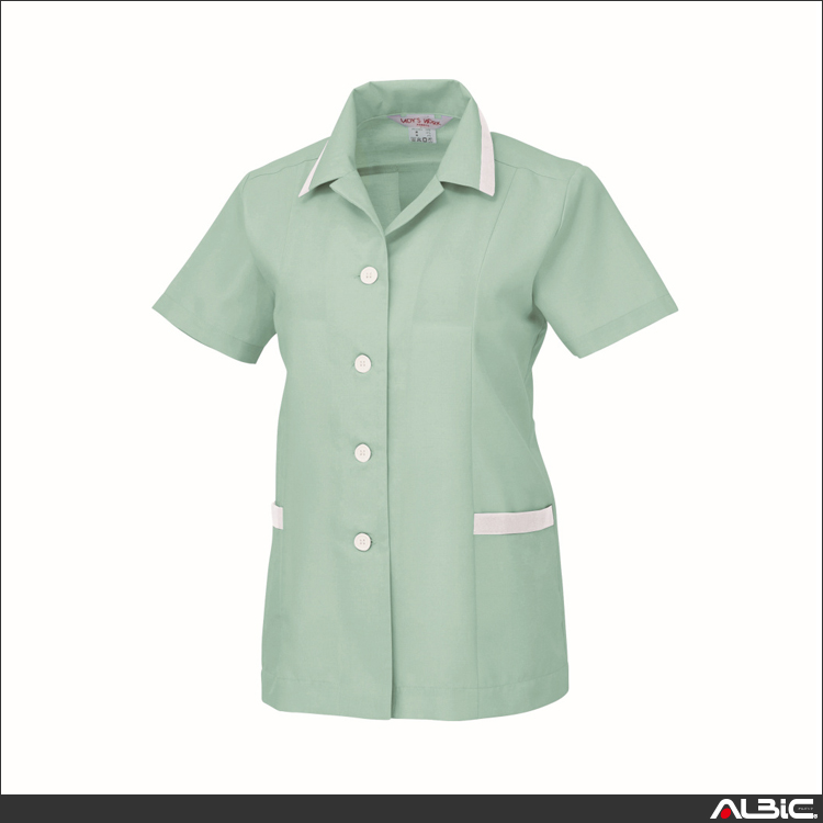 開襟衿レディス半袖スモック【3066-XEB】 商品写真