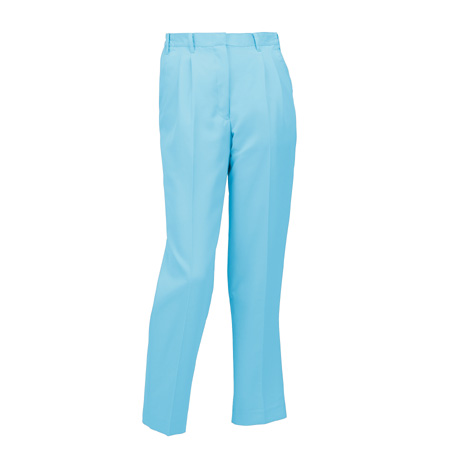 レディーススラックス（ツータック）（脇シャーリング）【31520-KRO】 19.サックス