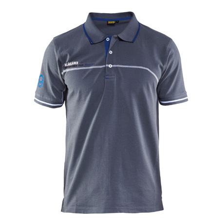 BLAKLADER　ブランドロゴ入りポロシャツ【3327-1050-BBO】 9485.グレーコーンフラワーブルー