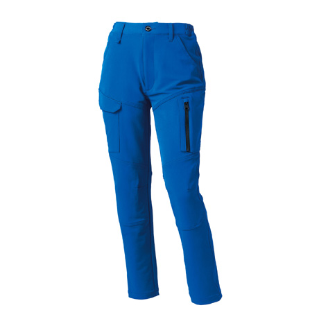 レディースカーゴパンツ（ノータック）（脇シャーリング）【356731-KRO】 10.ブルー