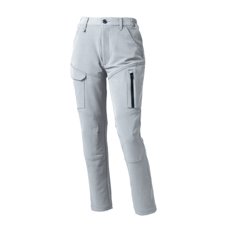 レディースカーゴパンツ（ノータック）（脇シャーリング）【356731-KRO】 40.シルバー