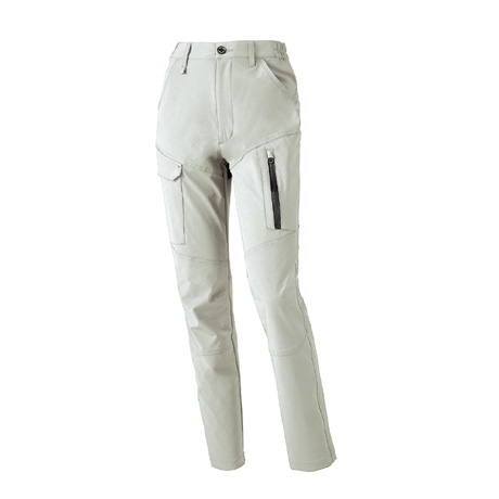 レディースカーゴパンツ(ノータック脇シャーリング)【356741-KRO】 40.シルバー