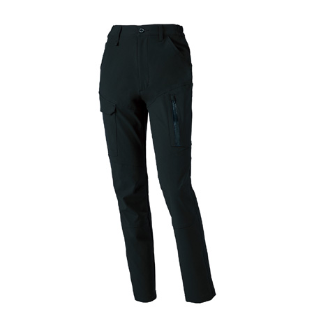 レディースカーゴパンツ(ノータック脇シャーリング)【356741-KRO】 49.ブラック