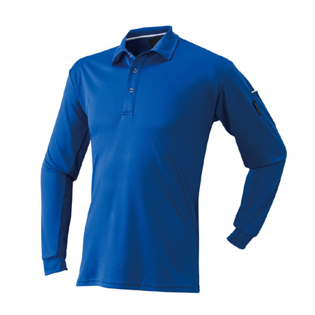 ベンチレーション長袖ポロシャツ【40015-ATK】 08.ブルー