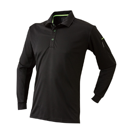 ベンチレーション長袖ポロシャツ【40015-ATK】 11.ブラック