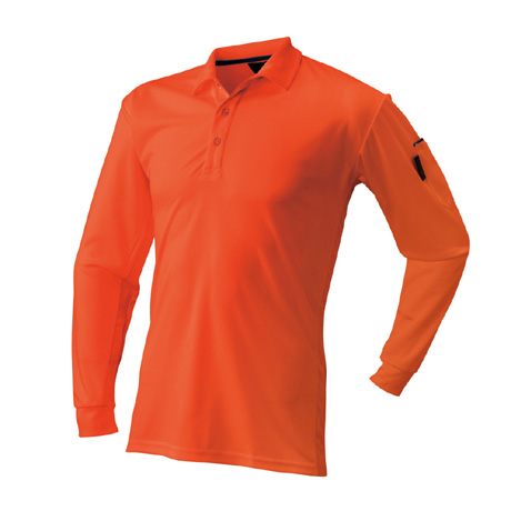 ベンチレーション長袖ポロシャツ【40015-ATK】 17.オレンジ