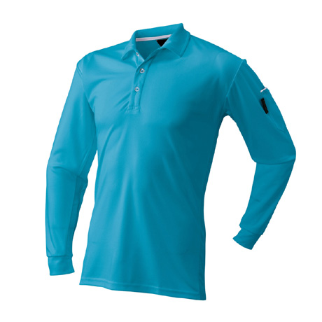 ベンチレーション長袖ポロシャツ【40015-ATK】 32.スカイブルー