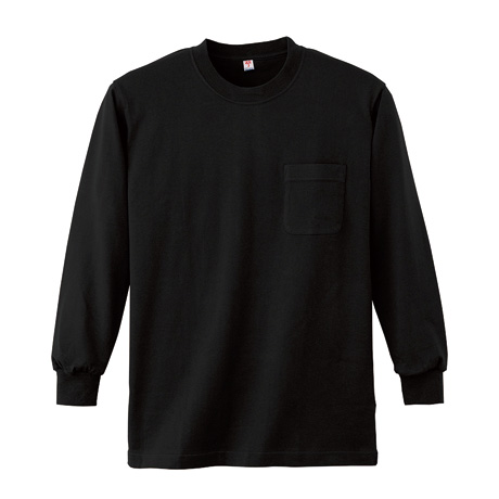 長袖Tシャツ（ポケット付）【4022-ALT】 80.ブラック