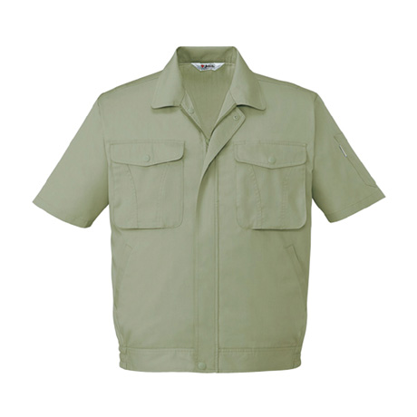 エコ製品制電シンプル半袖ブルゾン【44310-JIC】 C039.アースグリーン