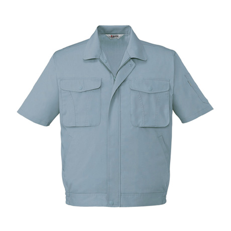 エコ製品制電シンプル半袖ブルゾン【44310-JIC】 C112.スカイグレー