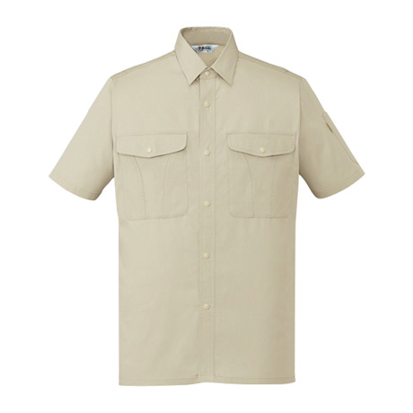 エコ製品制電シンプル半袖シャツ【44314-JIC】 C004.ベージュ