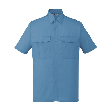 エコ製品制電シンプル半袖シャツ【44314-JIC】 C005.ブルー