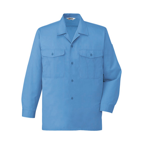 帯電防止長袖オープンシャツ【44324-JIC】 C005.ブルー