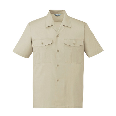 エコ製品制電シンプル半袖オープンシャツ【44334-JIC】 C004.ベージュ