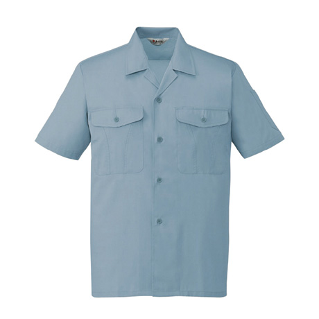 エコ製品制電シンプル半袖オープンシャツ【44334-JIC】 C112.スカイグレー