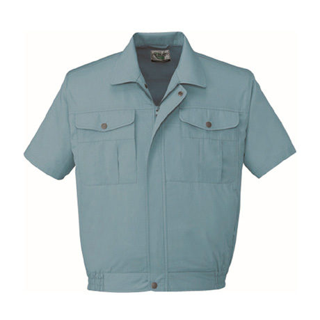 シンプルエコ半袖ブルゾン【46110-JIC】 C082.ミストブルー