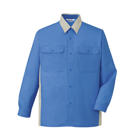 ストレッチエコ制電長袖シャツ【46804-JIC】 C025.ライトブルー