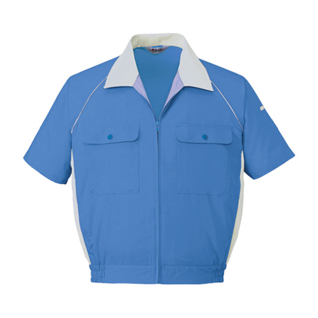 エコ製品制電パステル半袖ブルゾン【46810-JIC】 C025.ライトブルー