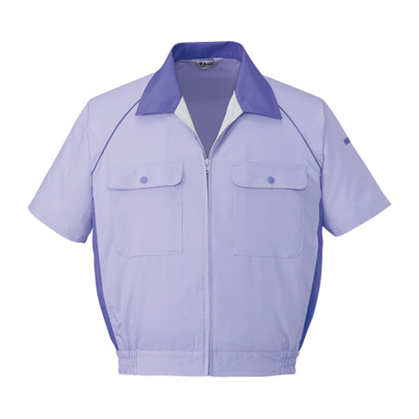 エコ製品制電パステル半袖ブルゾン【46810-JIC】 C083.ラベンダー