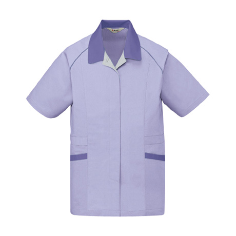 エコ製品制電パステル半袖スモック【46835-JIC】 C083.ラベンダー